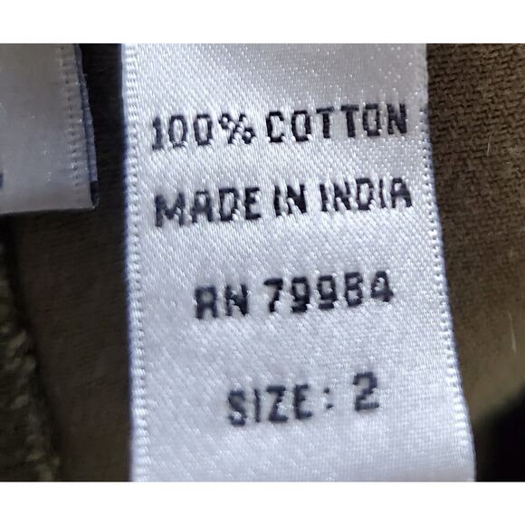 Chicos Design Crop Pants Women Size 2 / 12 Green Cotton Tropical World Scenes - Picture 13 of 15